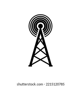 Transmitter icon on white background vector. Base transceiver station vector. Antenna radiation symbol.