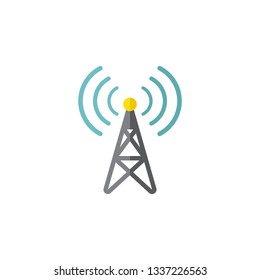 Transmitter icon, radio station sign vector.
