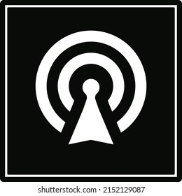 Transmitter icon.Signal sign. Wireless wifi network symbol. Round web button with flat icon. Vector