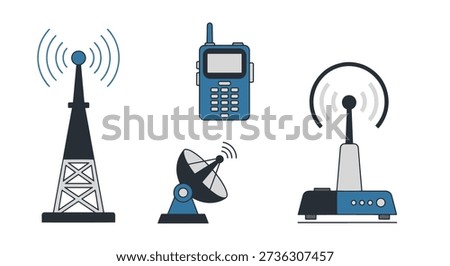 Transmitter Line art filled flat design