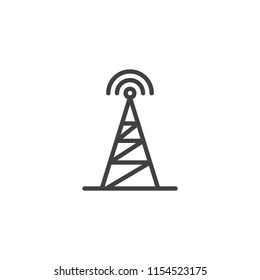 Transmitter outline icon. linear style sign for mobile concept and web design. Radio antenna wireless simple line vector icon. Symbol, logo illustration. Pixel perfect vector graphics