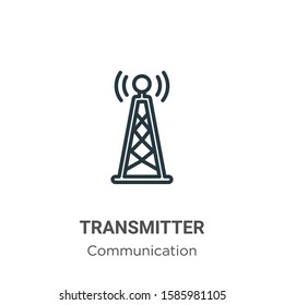 Transmitter outline vector icon. Thin line black transmitter icon, flat vector simple element illustration from editable communication concept isolated on white background
