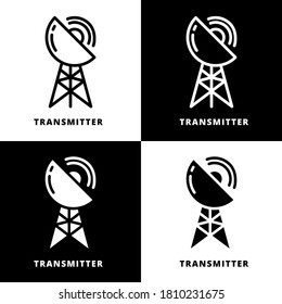 Transmitter Signal Satellite Icon Symbol. Satellite Antenna Astronomy Logo Vector Illustration