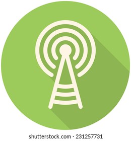 Transmitter tower icon (flat design with long shadows)