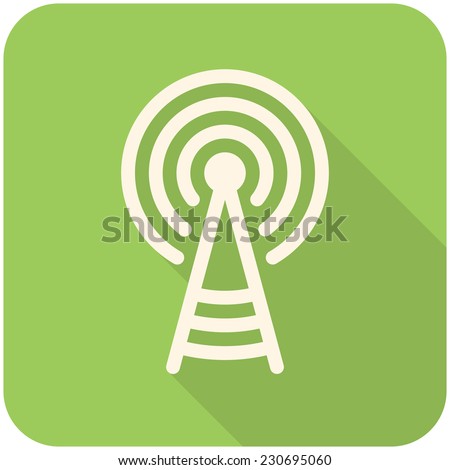 Transmitter tower icon (flat design with long shadows)