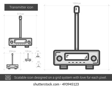 Transmitter vector line icon isolated on white background. Transmitter line icon for infographic, website or app. Scalable icon designed on a grid system.