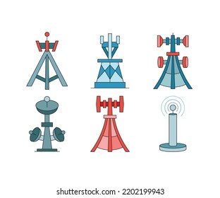 ilustración de conjunto de iconos de torre de transmisión