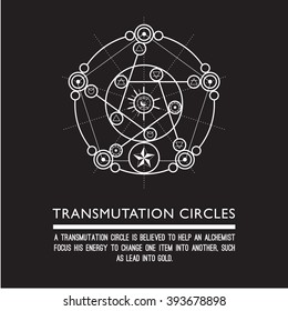 Transmutation circles - alchemical symbol - sacred geometry - can be used in your design - the art of tattooing - the design of logos - corporate identity - as a poster or a badge. Black background