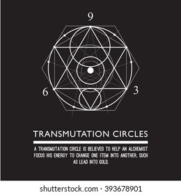 Transmutation circles - alchemical symbol - sacred geometry - can be used in your design - the art of tattooing - the design of logos - corporate identity - as a poster or a badge. Black background