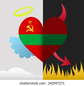 Transnistria background of a heart half demon half angel