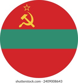 Bandera circular de Transnistria. Icono de indicador de botón. Color estándar. Indicador de icono de círculo. Ilustración del equipo. Ilustración digital. Ilustración vectorial.