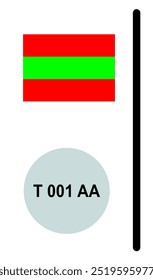 Transnistria Euroband com símbolo nacional: fundo azul que representa a União Europeia e identidade da Transnistria para o registro de veículos.