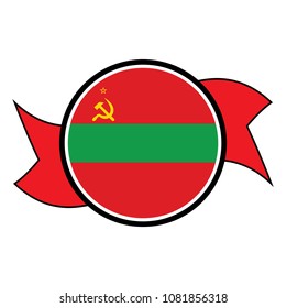 Transnistria flag in glossy round button of icon. flag logo of Transnistria emblem isolated on white background, Transnistria national concept sign, Vector illustration.