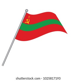 Transnistria Flag with Metal Pole. Vector illustration.
