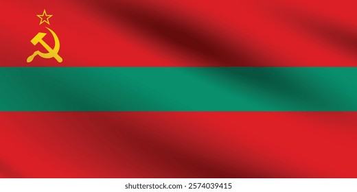 Transnistria flag official colors and proportion digital vector illustration. Pleated flag.