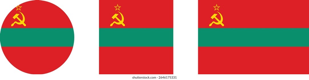 Transnistria Flag PNG – Flag of Pridnestrovie in Round and Standard Formats.