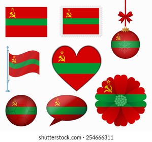 Transnistria flag set of 8 items vector