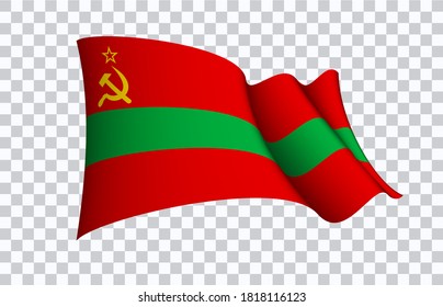 Transnistria flag state symbol isolated on background national banner. Greeting card National Independence Day Pridnestrovian Moldavian Republic. Illustration banner with realistic state flag of PMR.