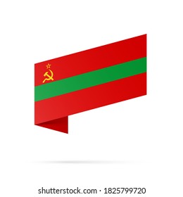 Transnistrien Flaggenstaatsymbol einzeln auf nationalem Hintergrund. Grußkarte Nationaler Unabhängigkeitstag Pridnestrovianische Republik Moldau. Illustrationsbanner mit realistischer Zustandsflagge von PMR.