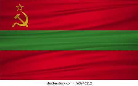 Transnistria flag vector. Vector flag of Transnistria blowig in the wind. EPS 10.
