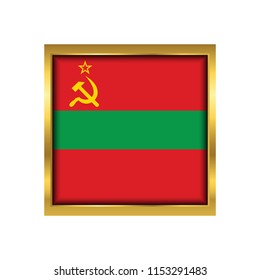 Transnistria Flag Vector Square Icon - Illustration, Flag of Transnistria. Abstract concept, icon,golden square, button. Raster illustration on white background.