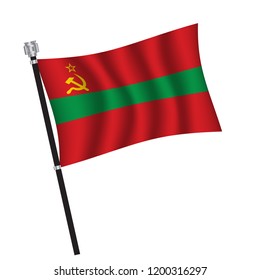 Transnistria flag , flag of Transnistria waving on flag pole, vector illustration EPS 10.