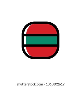 Transnistria Icon, National Flag Square Symbol.