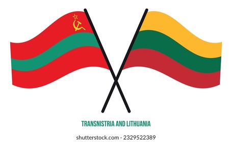 Transnistria and Lithuania Flags Crossed And Waving Flat Style. Official Proportion. Correct Colors.