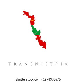 Transnistria Map flag Vector illustration. Pridnestrovian Moldavian Republic. Map with flag of Transnistria isolated on white. National flag for country of Transnistria isolated