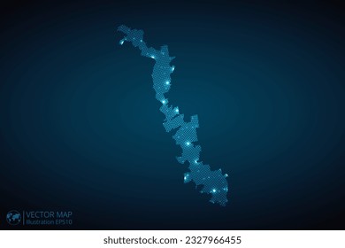 Transnistria map radial dotted pattern in futuristic style, design blue circle glowing outline made of stars. concept of communication on dark blue background. Vector EPS10