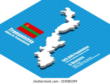 Transnistria map vector three dimensional