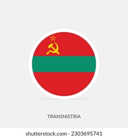 Transnistria round flag icon with shadow.