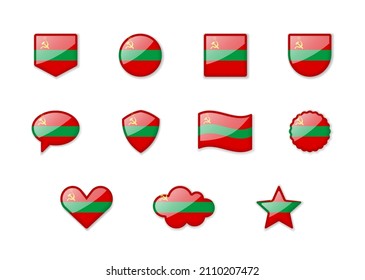 Transnistria - conjunto de banderas brillantes de diferentes formas. Ilustración del vector