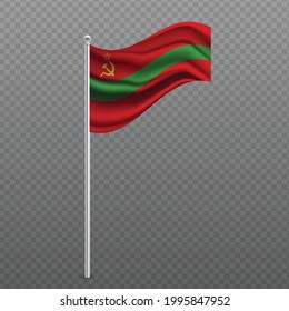 Transnistria waving flag on metal pole. Vector illustration.