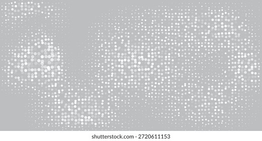 Textura de degradado de semitono plateado de punto transparente. Fondo de lunares desapareciendo. Repitiendo la gradación de puntos abstracto arte simple