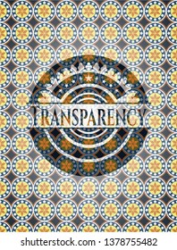 Transparency arabic badge. Arabesque decoration.