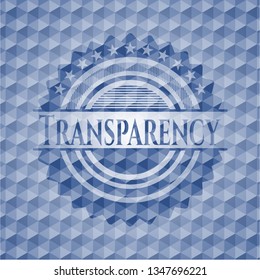 Transparency blue hexagon emblem.