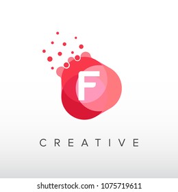 Transparency color icon with dots. Letter F Design Vector