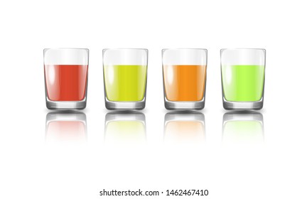 Transparency glass with fruit juice. Vector icon 3d realistic illustration isolated on white