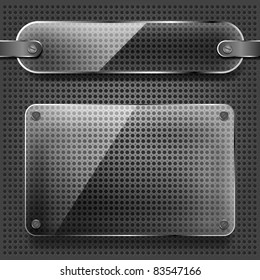 transparency glass plates on the metallic background