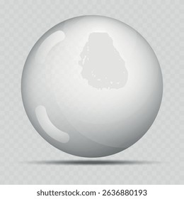Transparente graue Kugel oder kostbare Perle. Wasserblase. Glas realistischer Ball, 3D abstrakte Vektorgrafik auf transparentem Hintergrund hervorgehoben. Große Kristallblase mit Schatten.
