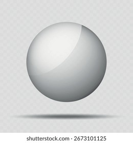 Transparencia bola gris o perla preciosa. Burbuja de agua. Bola realista de cristal, Ilustración vectorial abstracta 3D resaltada sobre un fondo transparente. Gran burbuja de cristal con sombra.