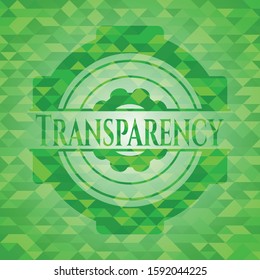 Transparency green emblem with mosaic background. Vector Illustration. Detailed.