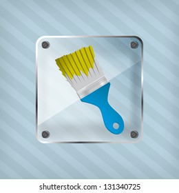 transparency icon with brush on a striped background