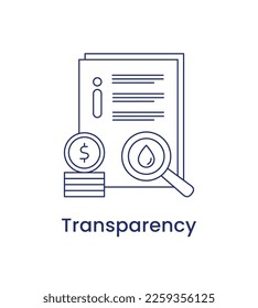Icono de transparencia, concepto de gobernanza de ESG. Ilustración vectorial aislada en un fondo blanco.