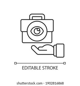 Transparency linear icon. Business mission. Company vision. Core corporate values and ethics. Thin line customizable illustration. Contour symbol. Vector isolated outline drawing. Editable stroke