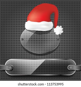 transparency plates with santa claus hat on the metallic background