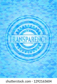 Transparency realistic light blue emblem. Mosaic background