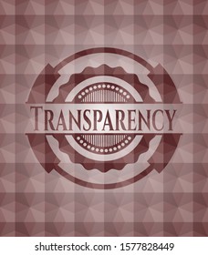 Transparency red emblem with geometric pattern. Seamless.