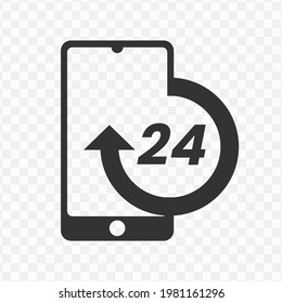 Transparent 24 Cell Phone Icon Png, Vector Illustration Of 24 Cell Phone In Dark Color And Transparent Background(png).